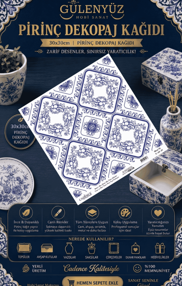 Model K-041 Dünyanın Mavi Tonları 30x30 Pirinç Dekopaj