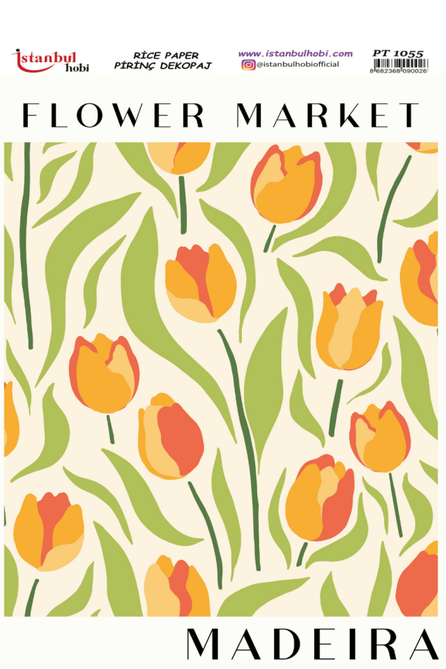 Pirinç Dekopaj Flowers Market Desen Serisi PT-1055
