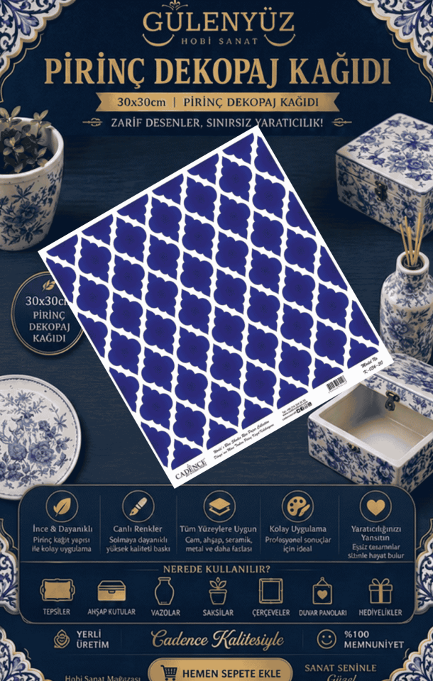 Model K-036 Dünyanın Mavi Tonları 30x30 Pirinç Dekopaj