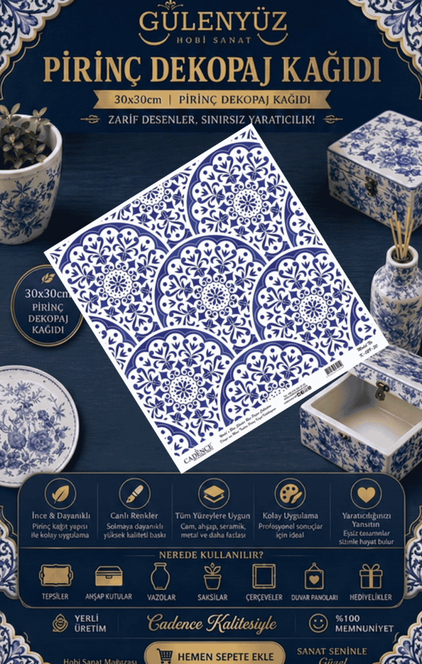 Model K-029 Dünyanın Mavi Tonları 30x30 Pirinç Dekopaj
