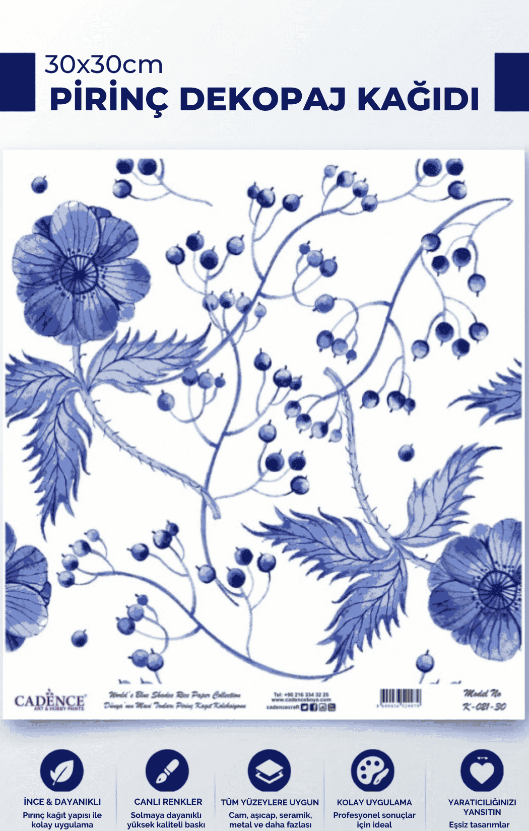Model K-021 Dünyanın Mavi Tonları 30x30 Pirinç Dekopaj