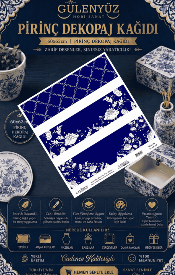 Model K-049 Dünyanın Mavi Tonları 60x62 Pirinç Dekopaj