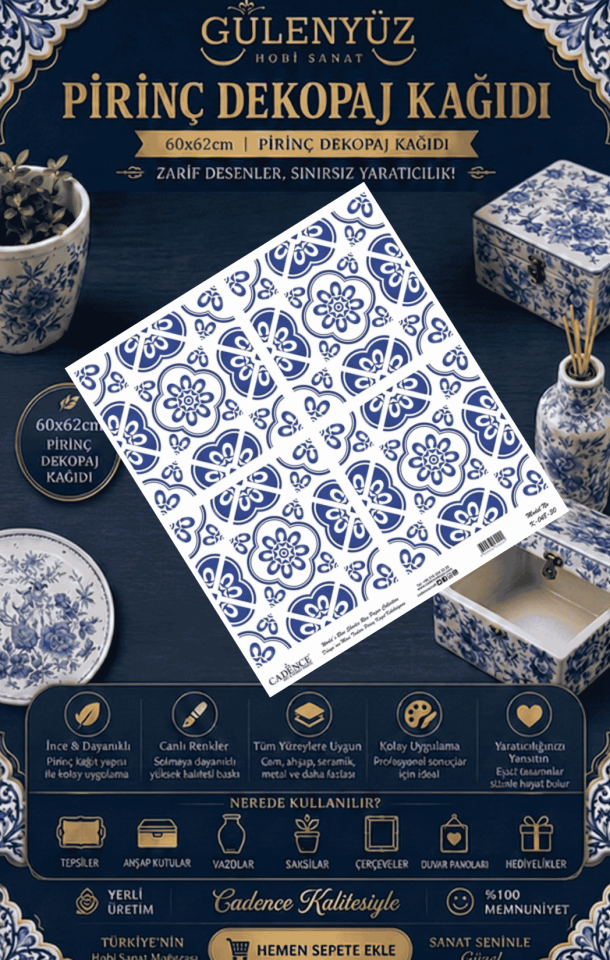 Model K-048 Dünyanın Mavi Tonları 60x62 Pirinç Dekopaj