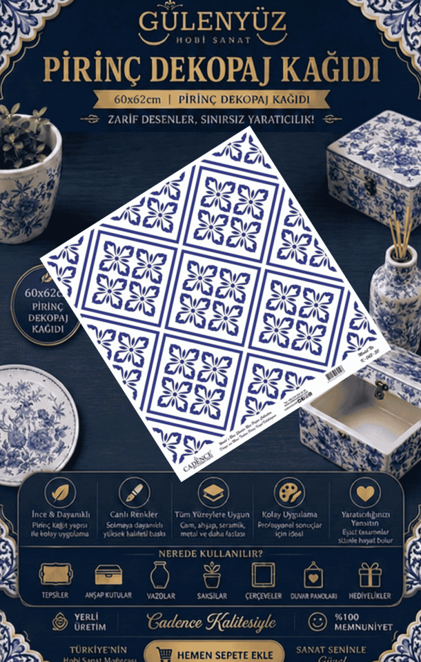 Model K-043 Dünyanın Mavi Tonları 60x62 Pirinç Dekopaj