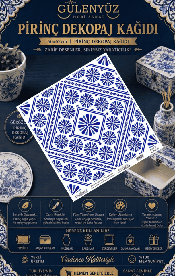 Model K-042 Dünyanın Mavi Tonları 60x62 Pirinç Dekopaj