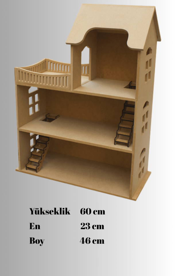 Teraslı 3 Katlı Oyun Evi MNH-04