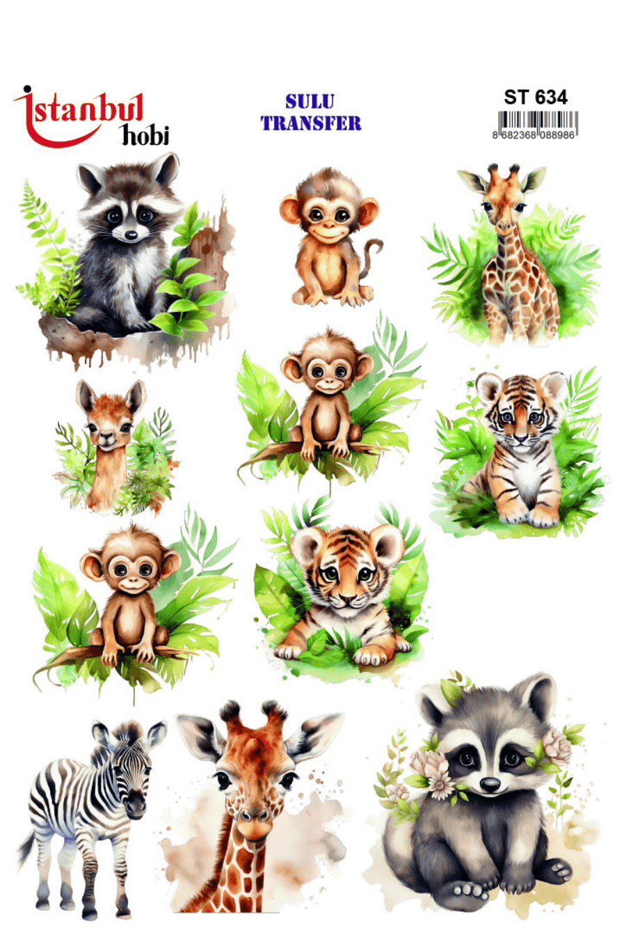 Sulu Transfer Hayvanlar Desenli Seri ST634