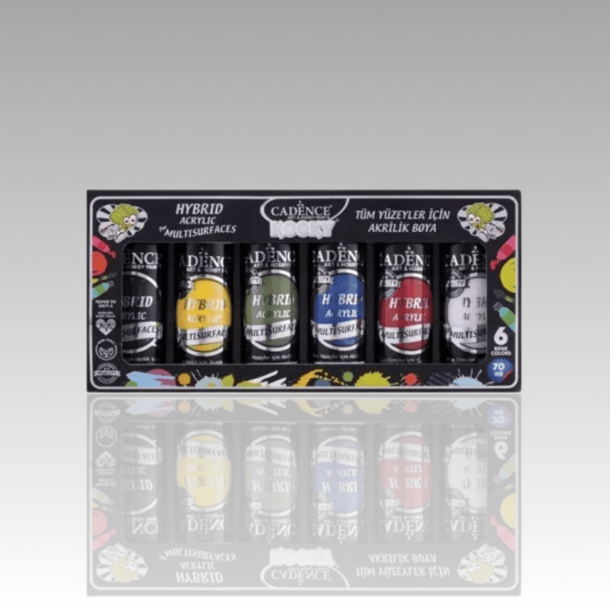 Kooky 6'lı Hibrit Multisurface Akrilik Boya Seti 70ML