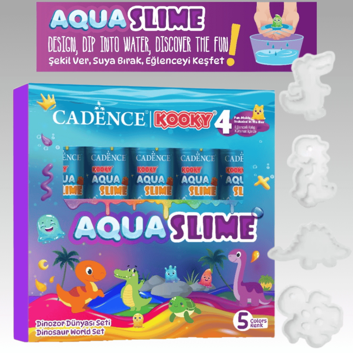 Kooky Aqua Slime Dinozar Dünyası Set 5X90ML