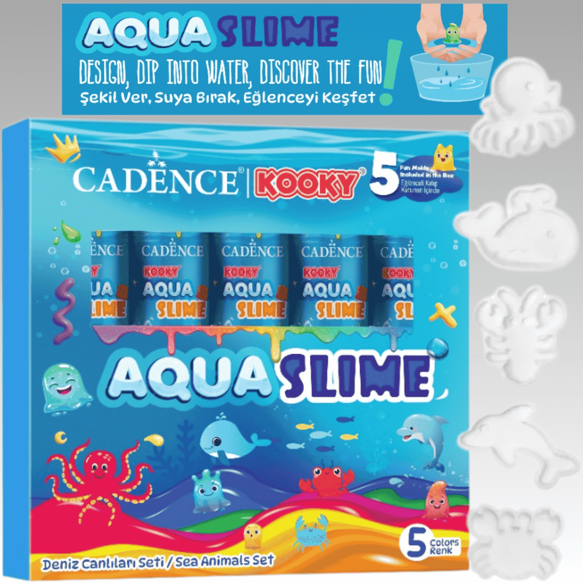 Kooky Aqua Slime Deniz Canlıları Set 5X90ML