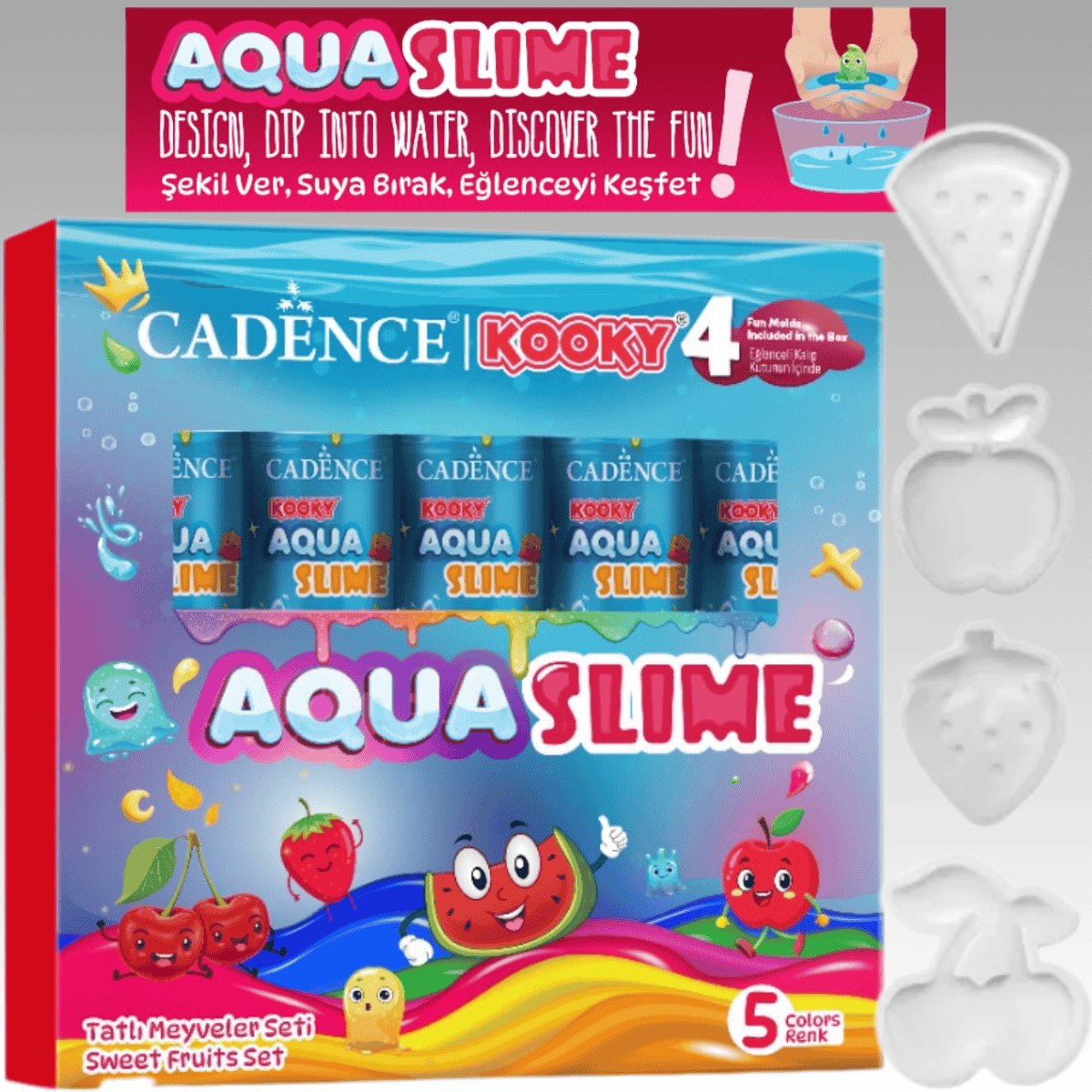 Kooky Aqua Slime Tatlı Meyveler Set 5X90ML