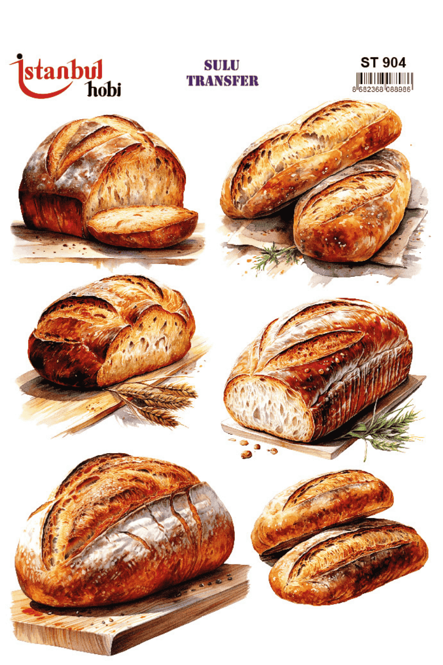Sulu Transfer Ekmek Temalı Desen Seri ST904