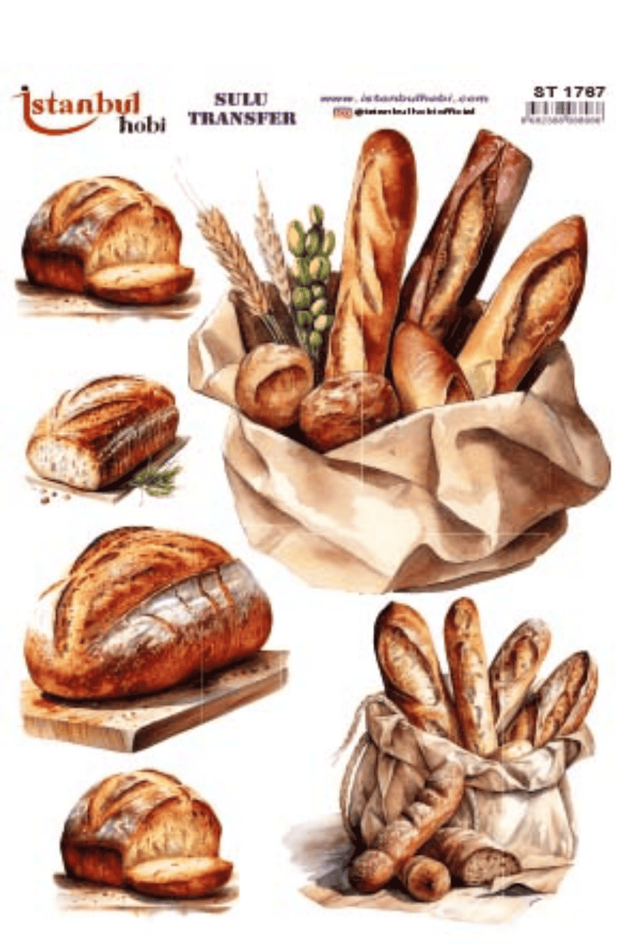 Sulu Transfer Ekmek Temalı Desen Seri ST1767