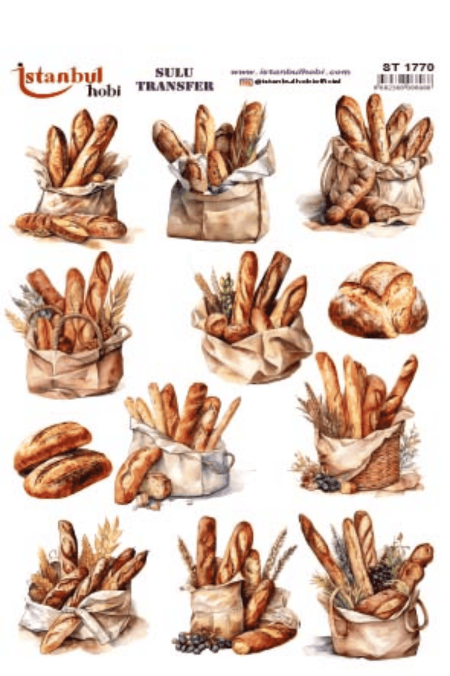 Sulu Transfer Ekmek Temalı Desen Seri ST1770