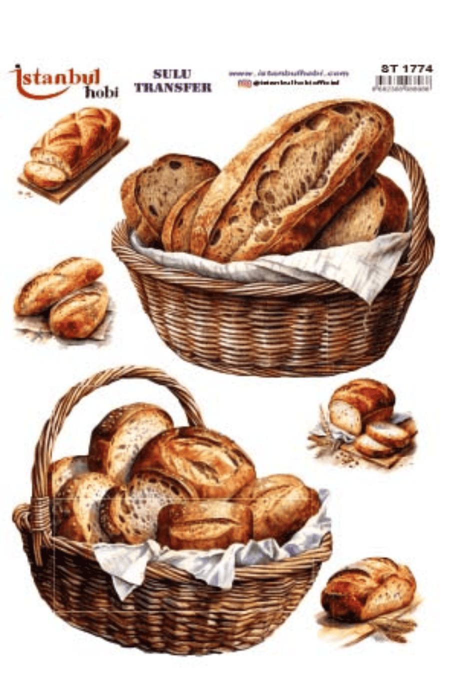 Sulu Transfer Ekmek Temalı Desen Seri ST1774