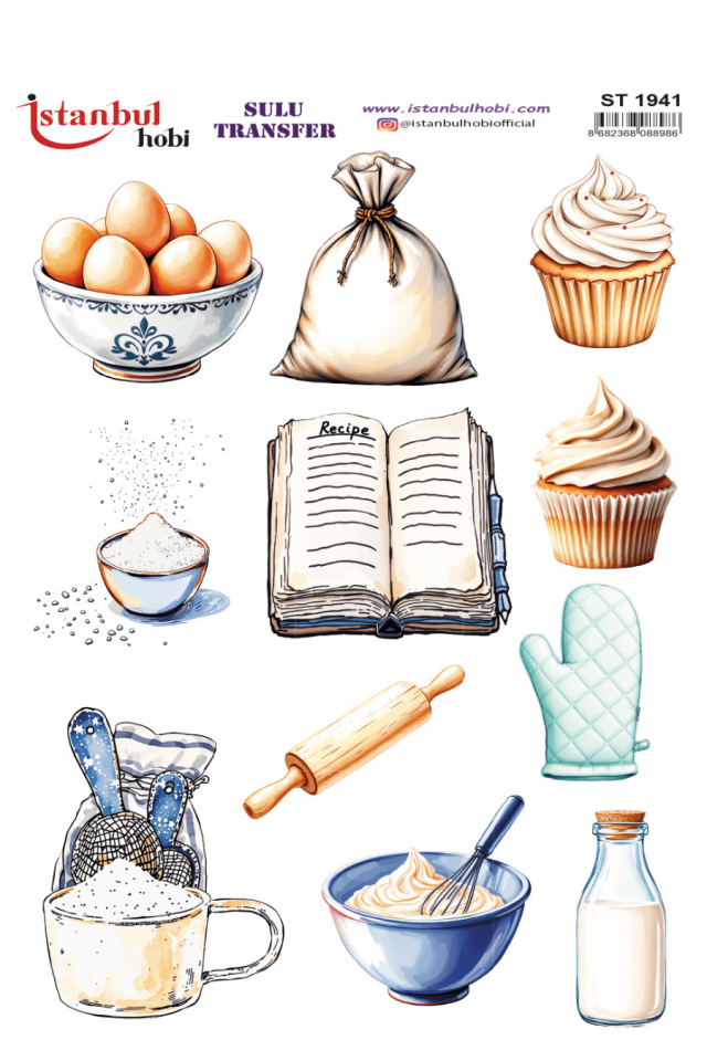 Sulu Transfer Ekmek Temalı Desen Seri ST1941