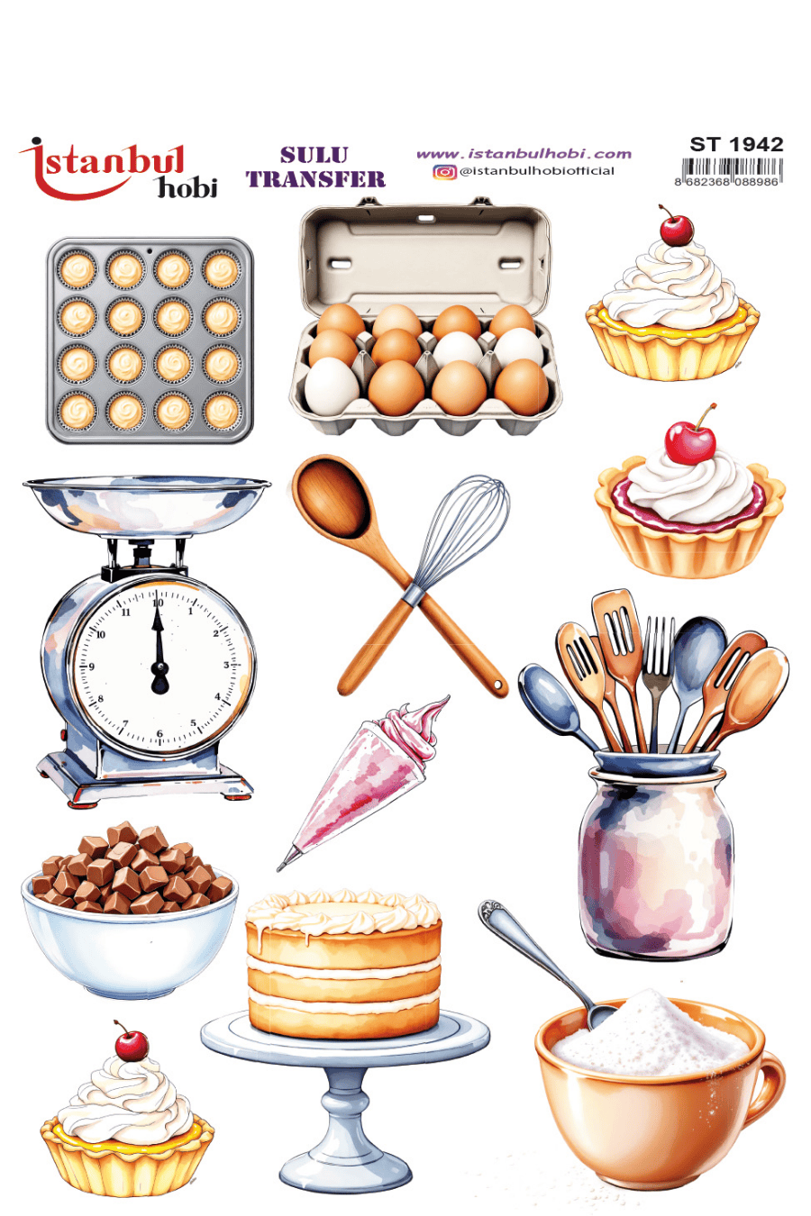 Sulu Transfer Ekmek Temalı Desen Seri ST1942