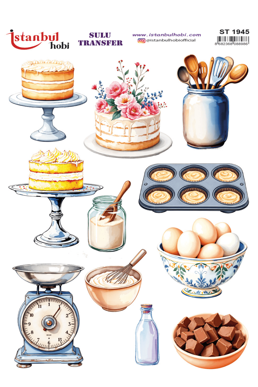 Sulu Transfer Ekmek Temalı Desen Seri ST1945