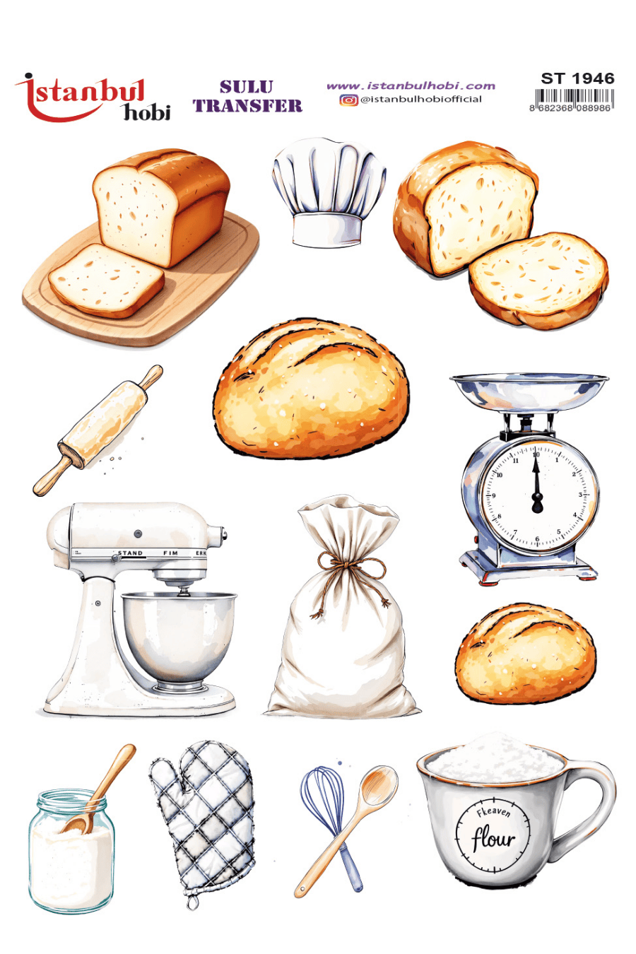 Sulu Transfer Ekmek Temalı Desen Seri ST1946