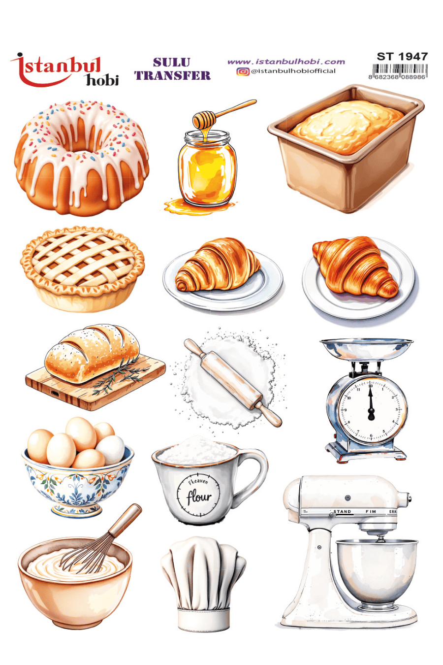 Sulu Transfer Ekmek Temalı Desen Seri ST1947
