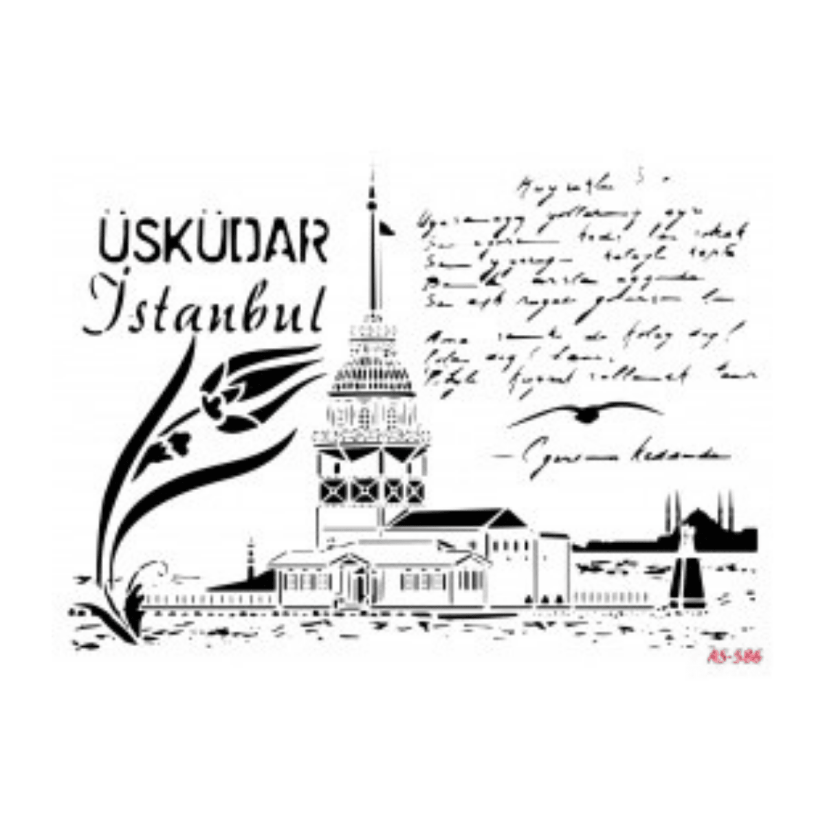 Kız Kulesi İstanbul Model A4 Stencil Şablon AS586
