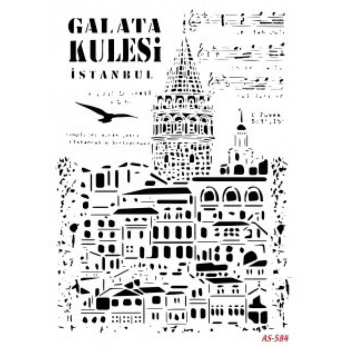 Galata Kulesi Model A4 Stencil Şablon AS584
