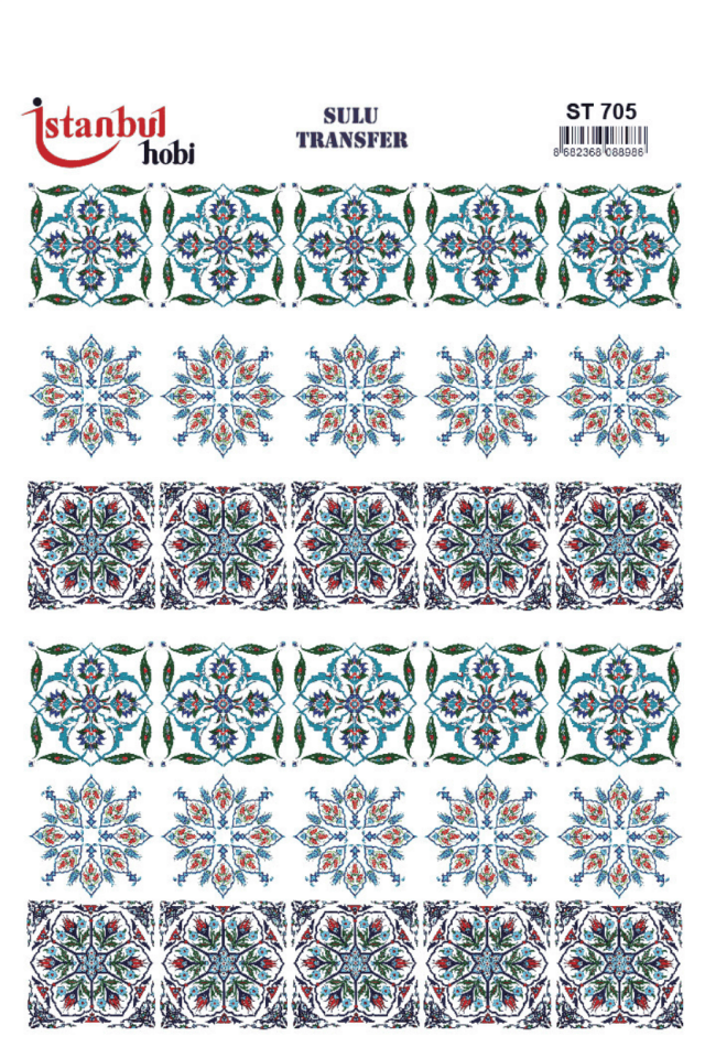 Sulu Transfer Mandala Çini ve Türk Motifleri Seri ST705