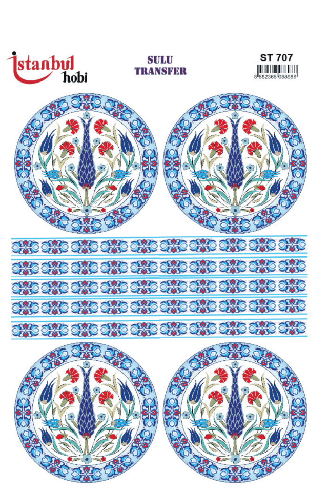 Sulu Transfer Mandala Çini ve Türk Motifleri Seri ST707