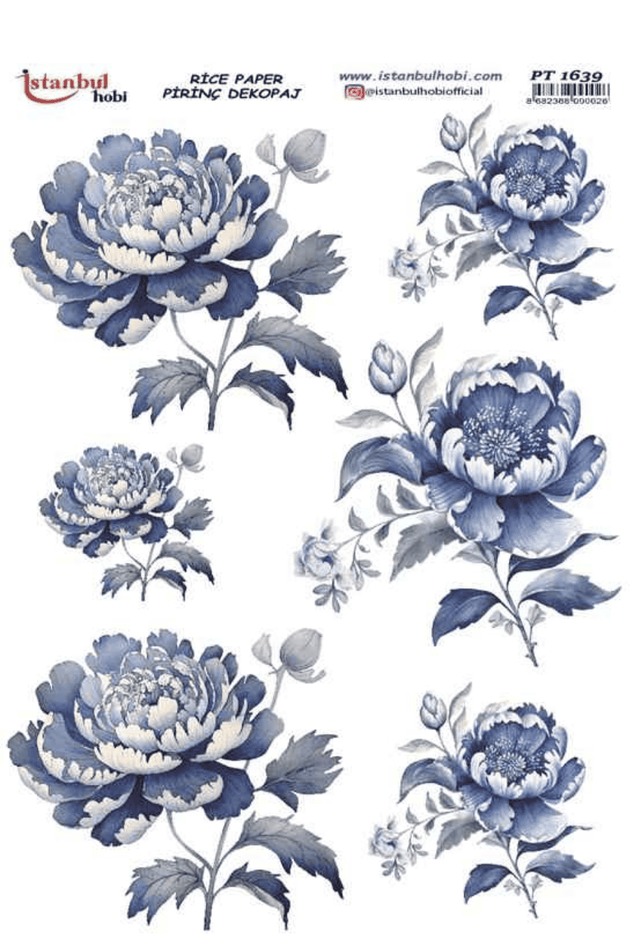 Pirinç Dekopaj Blue Blanc Desen Serisi PT-1639