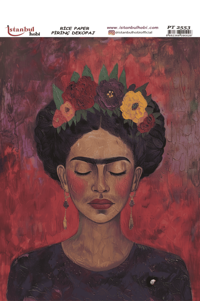 Pirinç Dekopaj Frida Kahlo Desen Serisi PT-2553