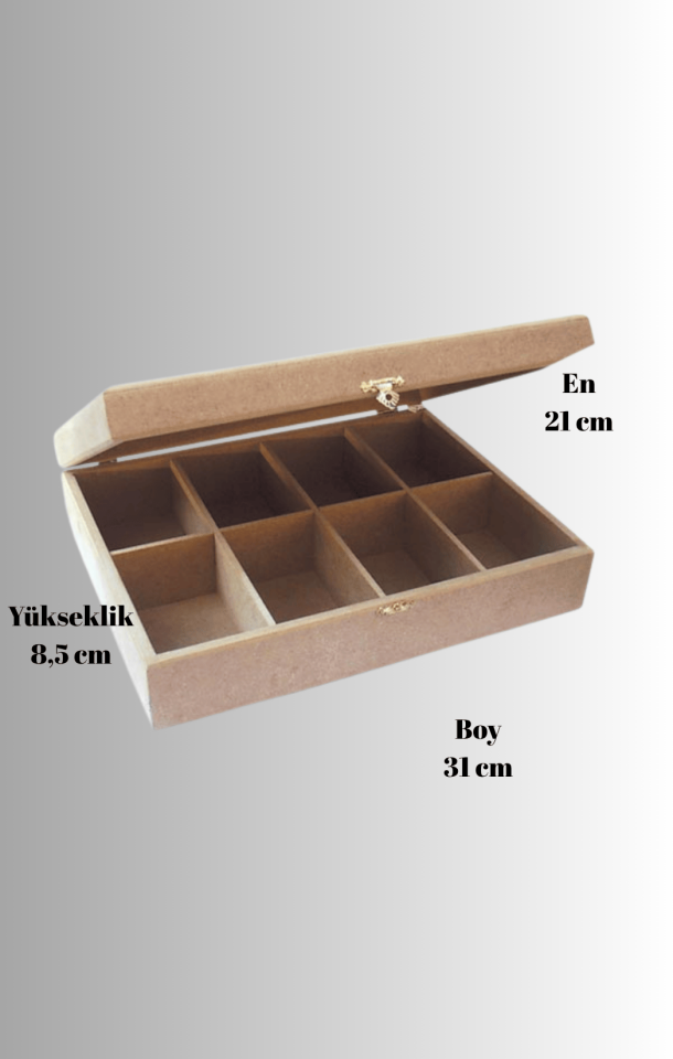 8 Bölmeli MDF Takı ve Dikiş Kutusu KU-243