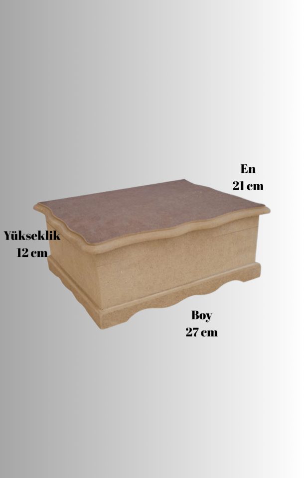 Altı ve Kapağı Desenli 3 No MDF Kutu KU-244