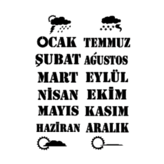 Ay İsimleri Model A4 Stencil Şablon AS526