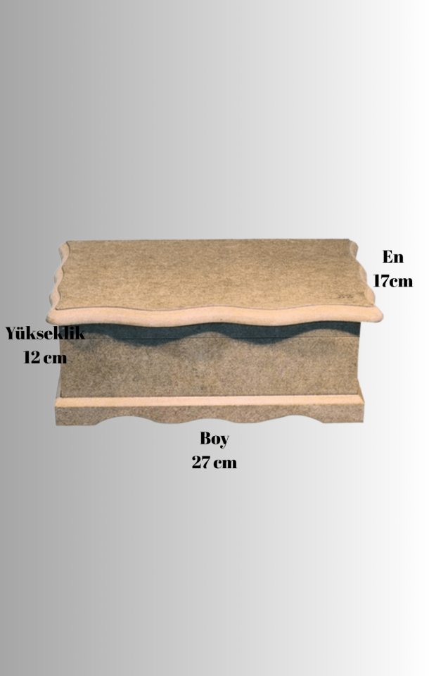 Altı ve Kapağı Desenli 2 No MDF Kutu KU-245