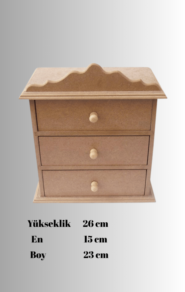 3 Çekmeceli MDF Kutu KU-274
