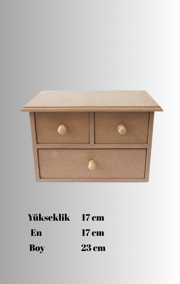 3 Çekmeceli Kısa MDF Kutu KU-276