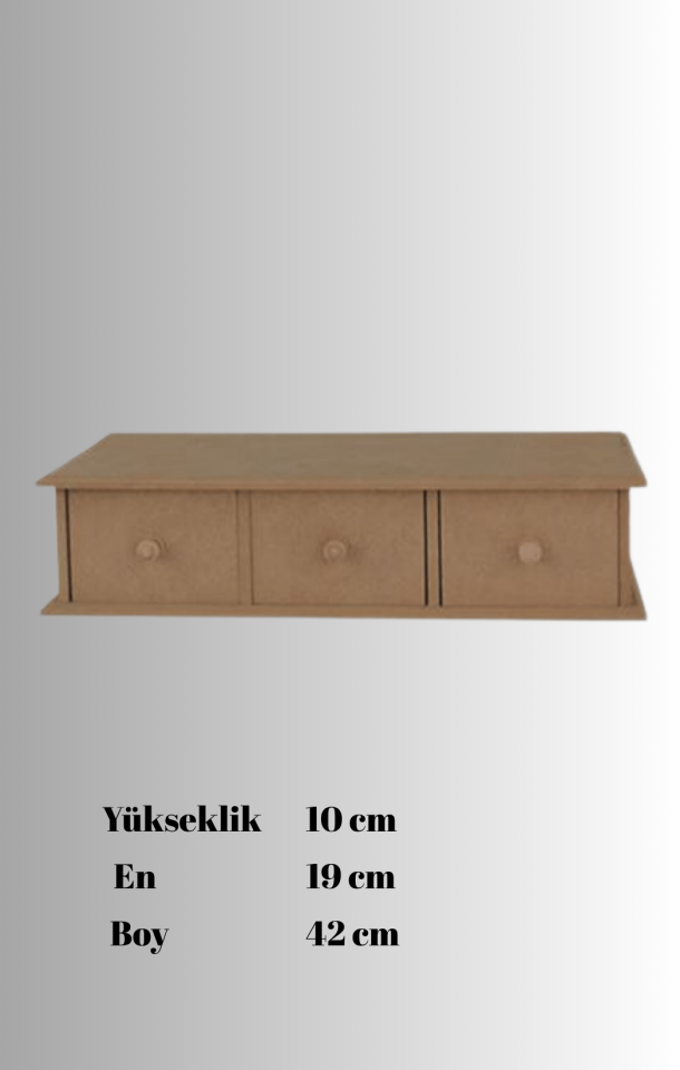 Yatay 3 Çekmeceli MDF Kutu KU-277