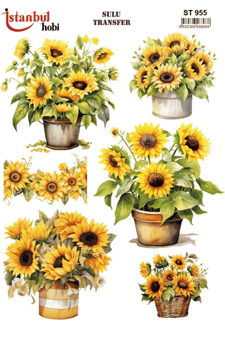Sulu Transfer Renkli Ayçiçek Desenli ST955