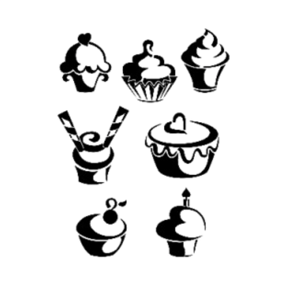 Cupcake Model A4 Stencil Şablon AS440