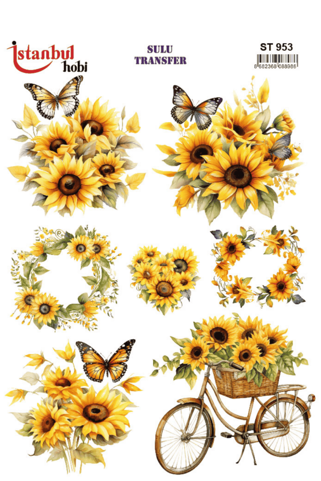 Renkli Ayçiçek Desenli Sulu Transfer ST953