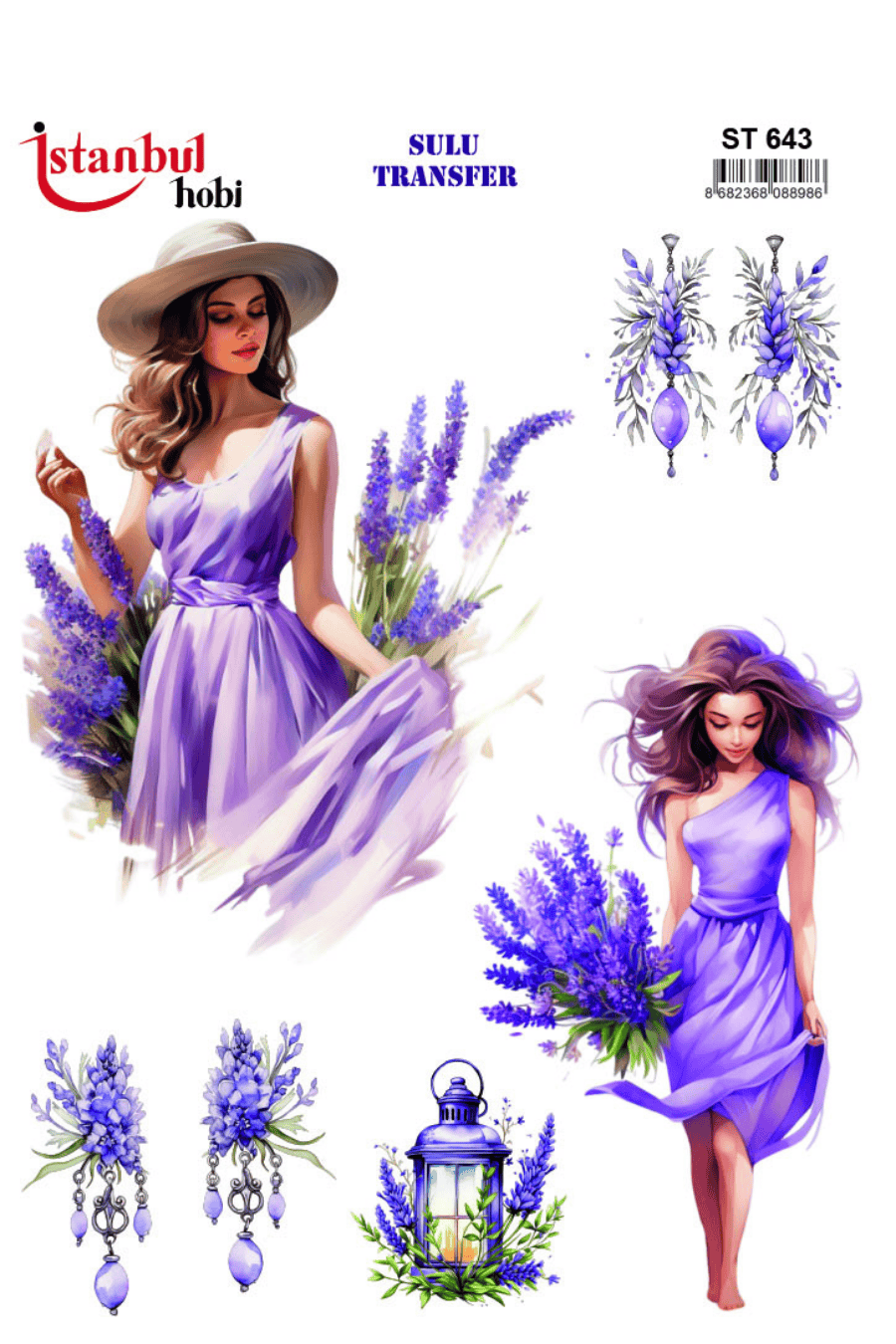 Sulu Transfer Lavantalar Desen Seri ST643