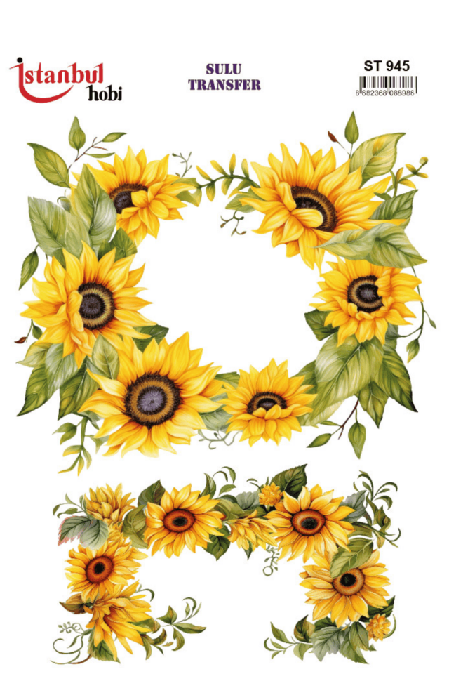 Renkli Ayçiçek Desenli Sulu Transfer ST945