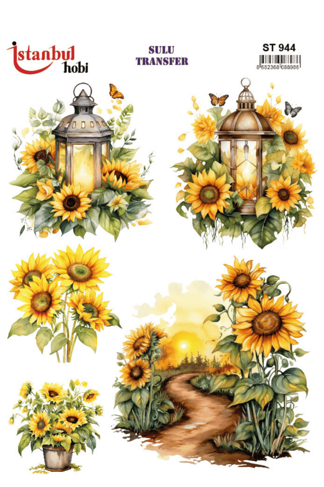 Renkli Ayçiçek Desenli Sulu Transfer ST944