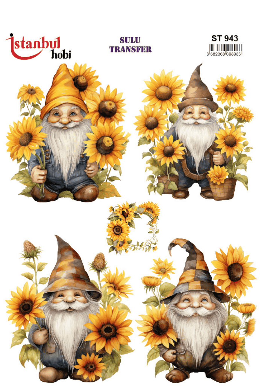 Renkli Cüce Ayçiçek Desenli Sulu Transfer ST943