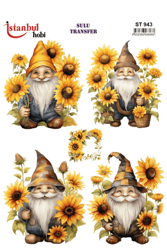 Renkli Cüce Ayçiçek Desenli Sulu Transfer ST943