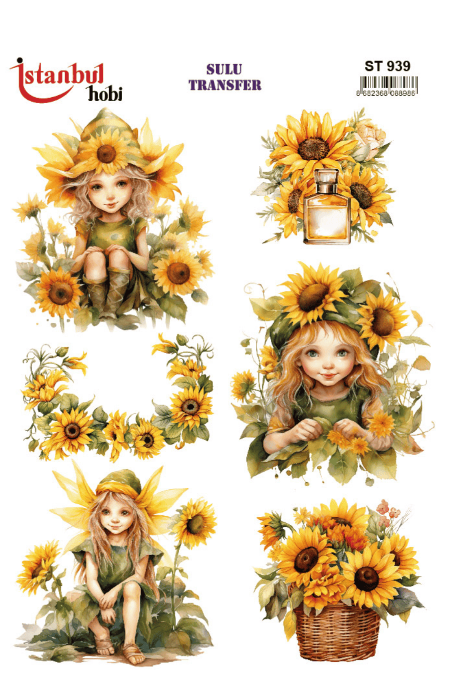 Renkli Peri Çocuk Ayçiçek Desenli Sulu Transfer ST939