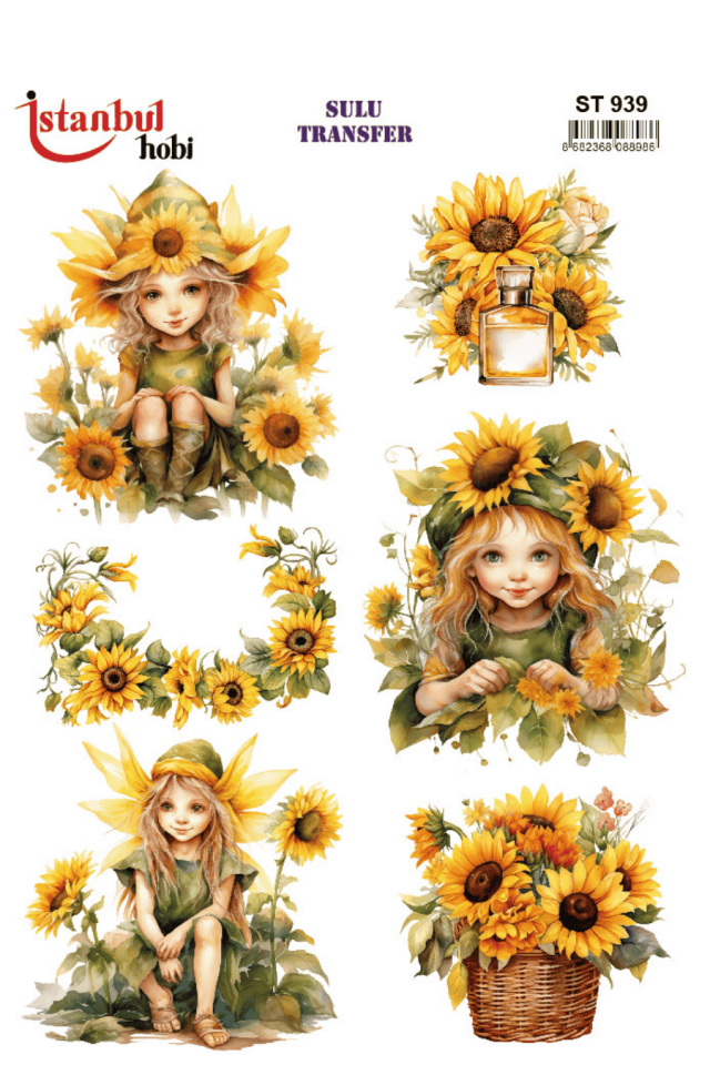 Renkli Peri Çocuk Ayçiçek Desenli Sulu Transfer ST939