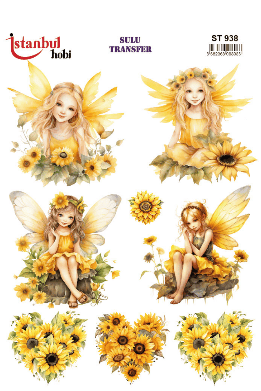 Renkli Peri Çocuk Ayçiçek Desenli Sulu Transfer ST938
