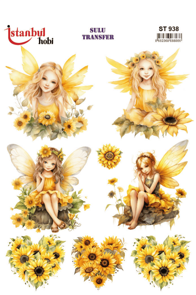 Renkli Peri Çocuk Ayçiçek Desenli Sulu Transfer ST938