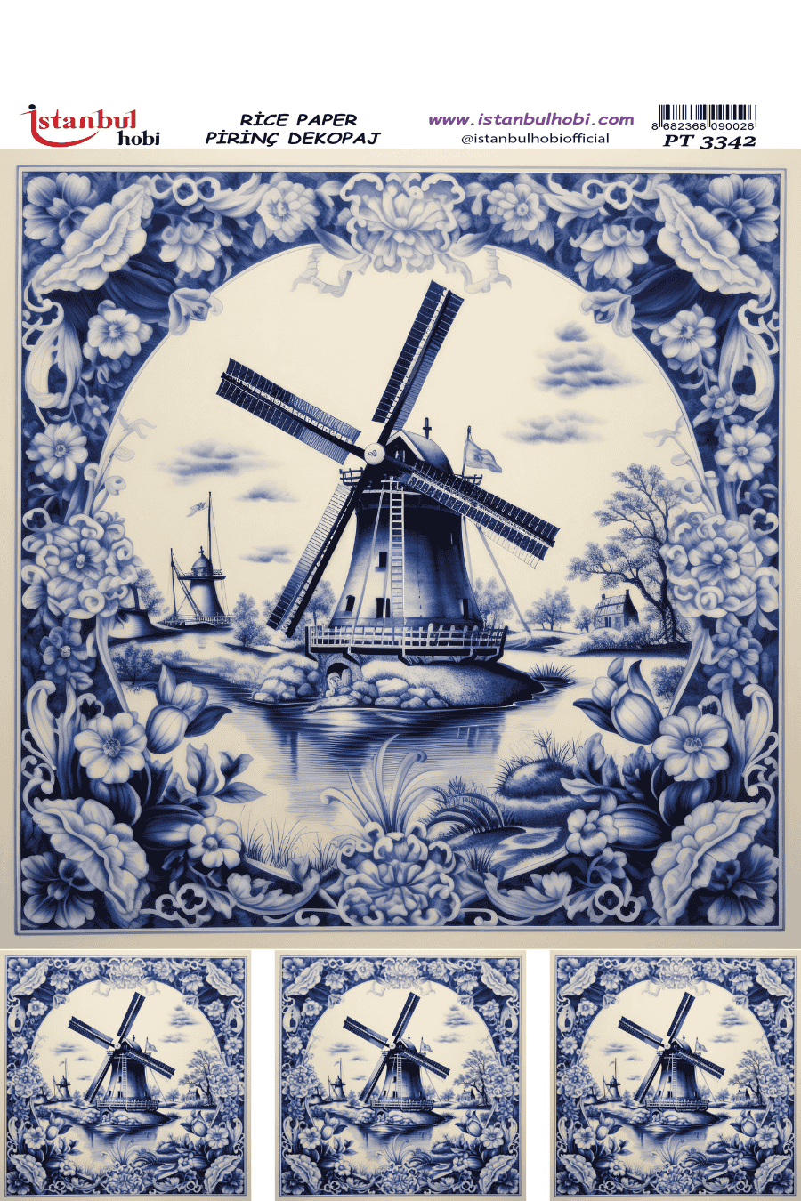 Pirinç Dekopaj Çini ve Türk Motifleri PT-3342 30x42cm